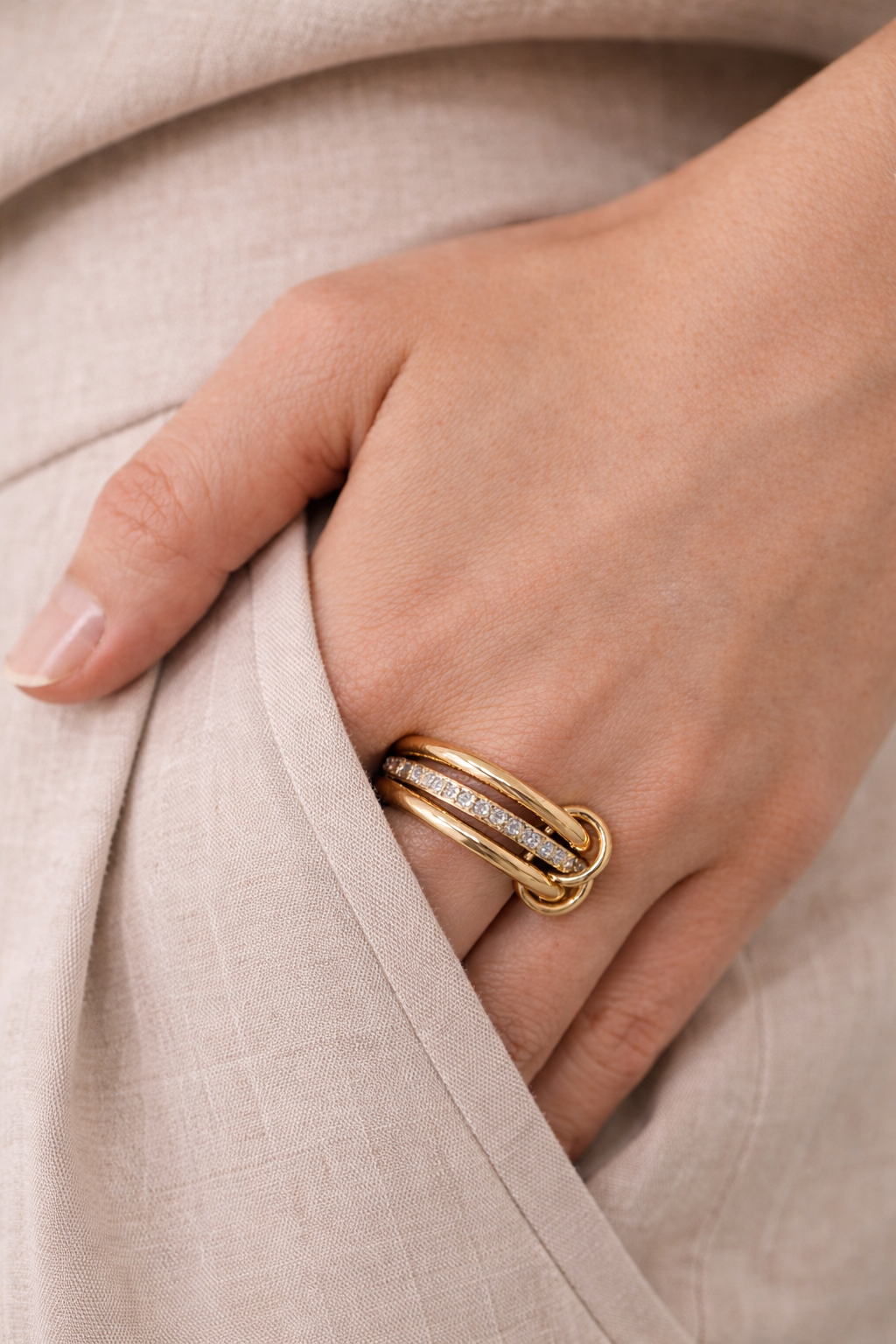 Layered In Diamonds Ring – Waterproof Gold Statement Ring