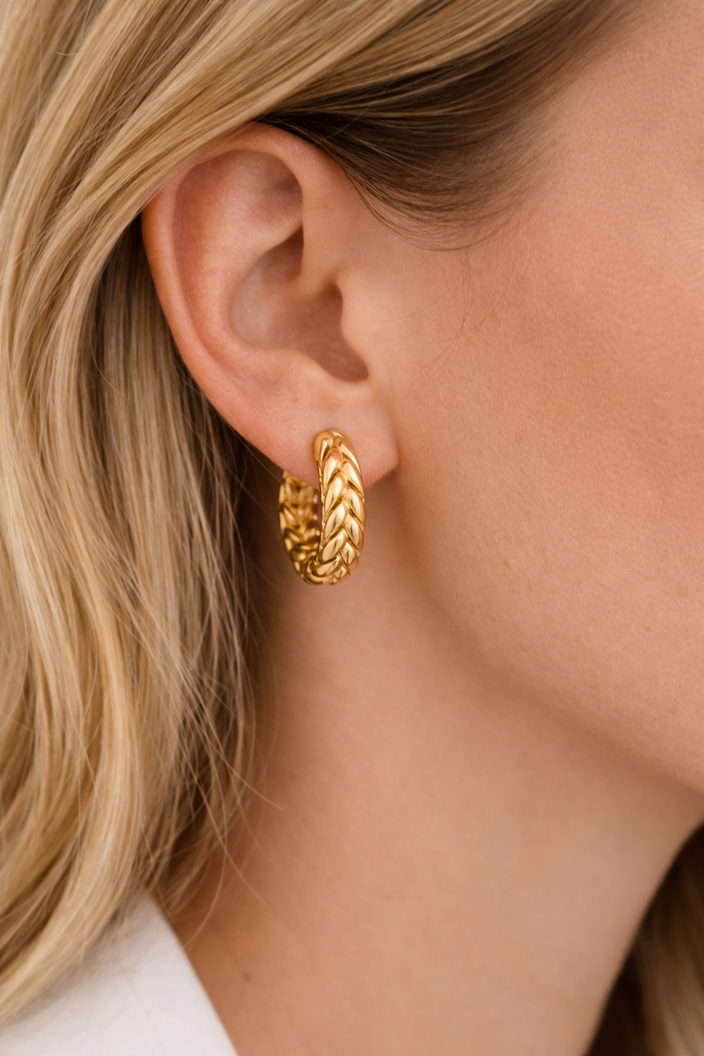 Braided Oval Hoop Earrings – Waterproof Gold Earrings